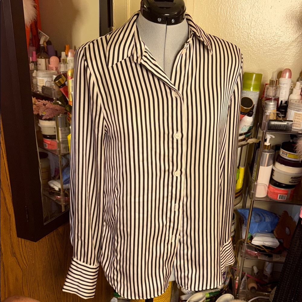 H&M Black and White Striped Blouse